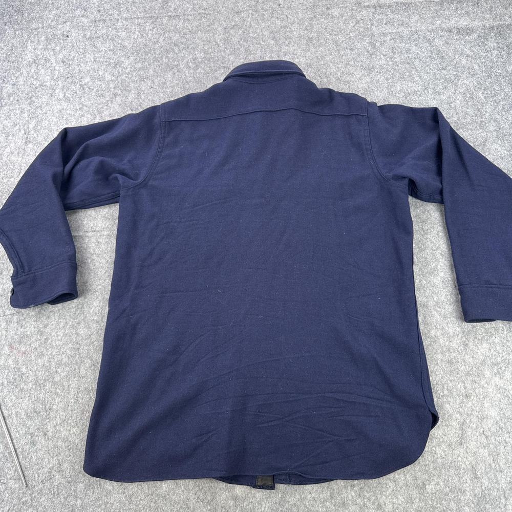Vintage LL Bean Shirt Mens 50 Blue Wool Heavy Workwear Button Front Long Sleeve - Picture 8 of 12